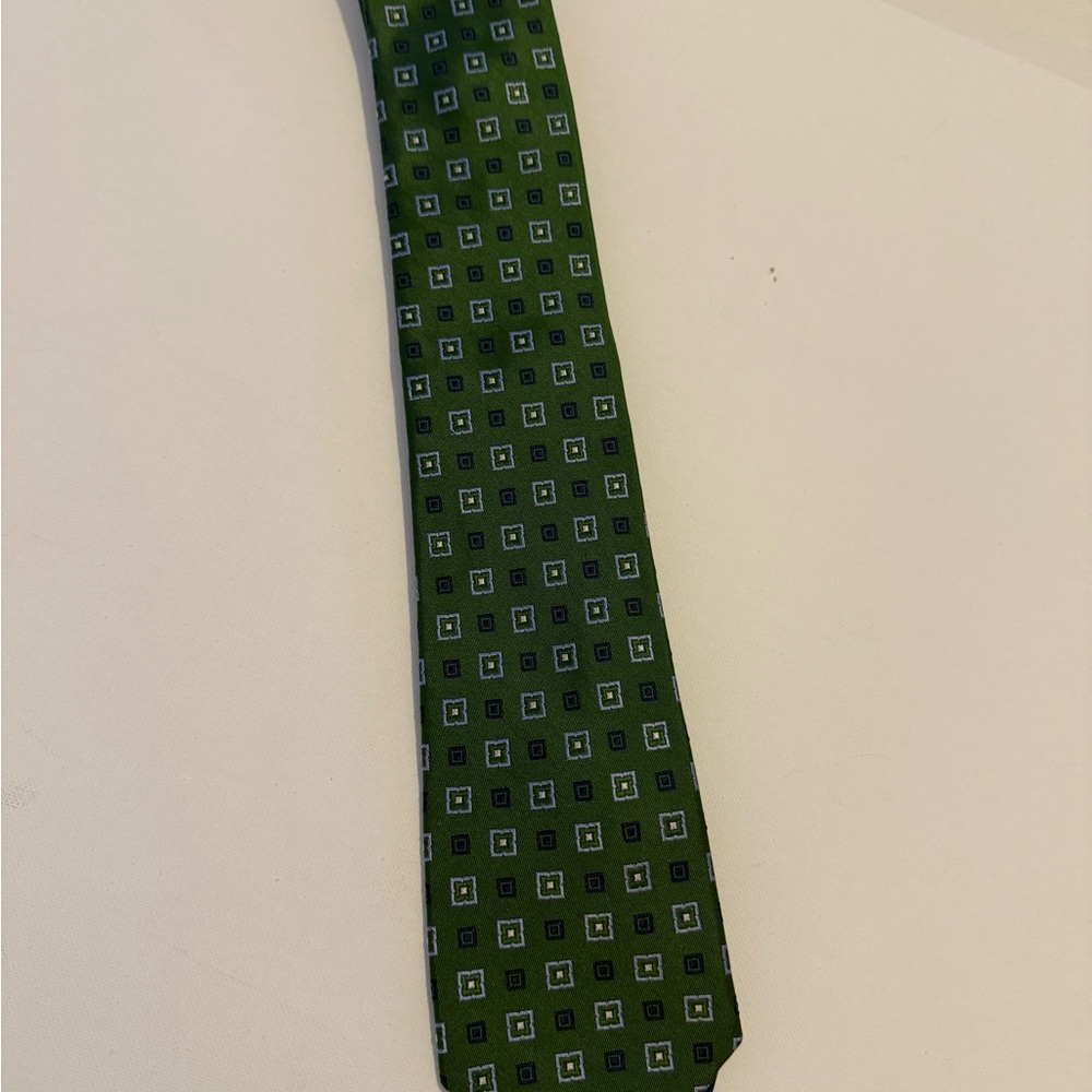 Tommy Hilfiger Green Patterned Men's 100% Silk Tie‎